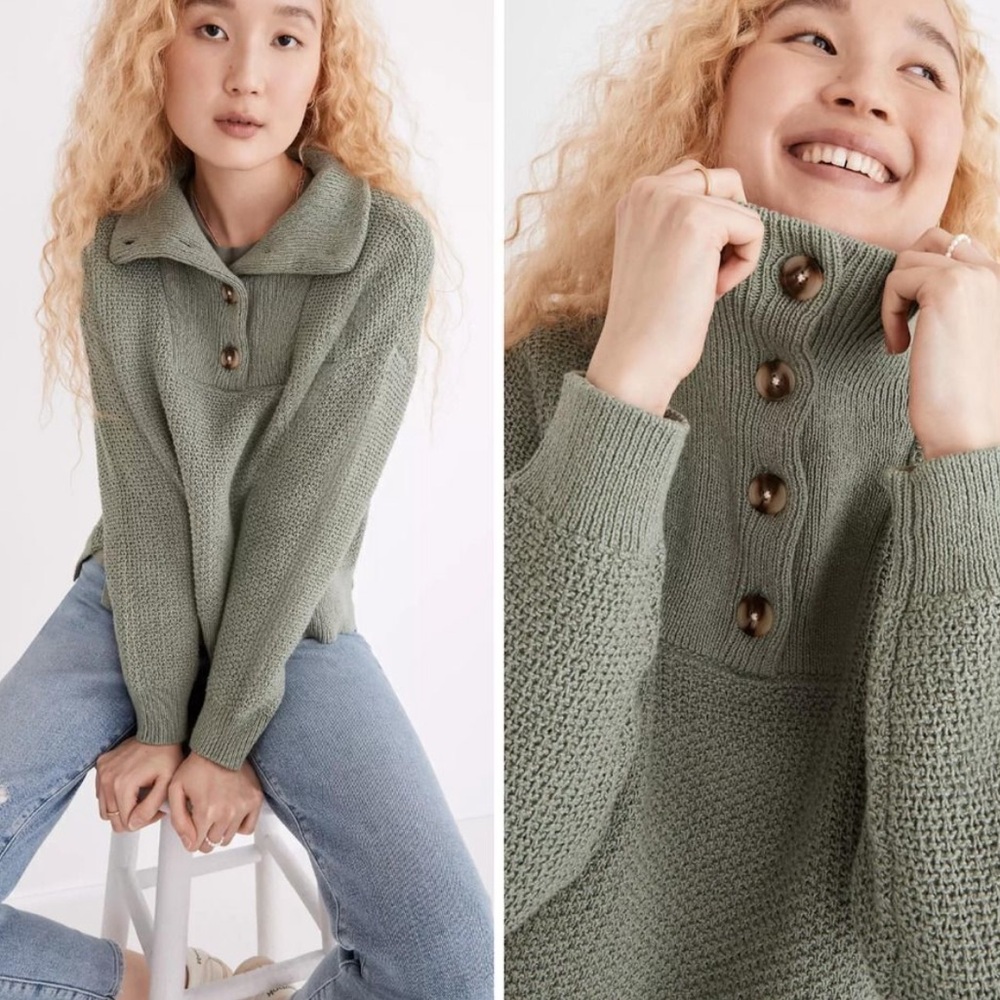 Madewell Womens Canby Button Mock Neck Sweater XS Green
Long Sleeve Cotton